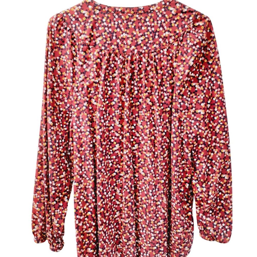 Old Navy Blouse Womens Size XL Red Floral Print Pullover V-Neck Long Sleeve - Picture 2 of 4